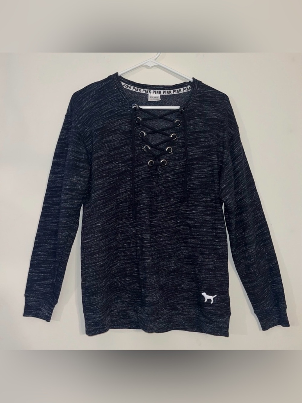 Victoria’s Secret PINK Lace-Up Campus Crew Pullover Sweatshirt